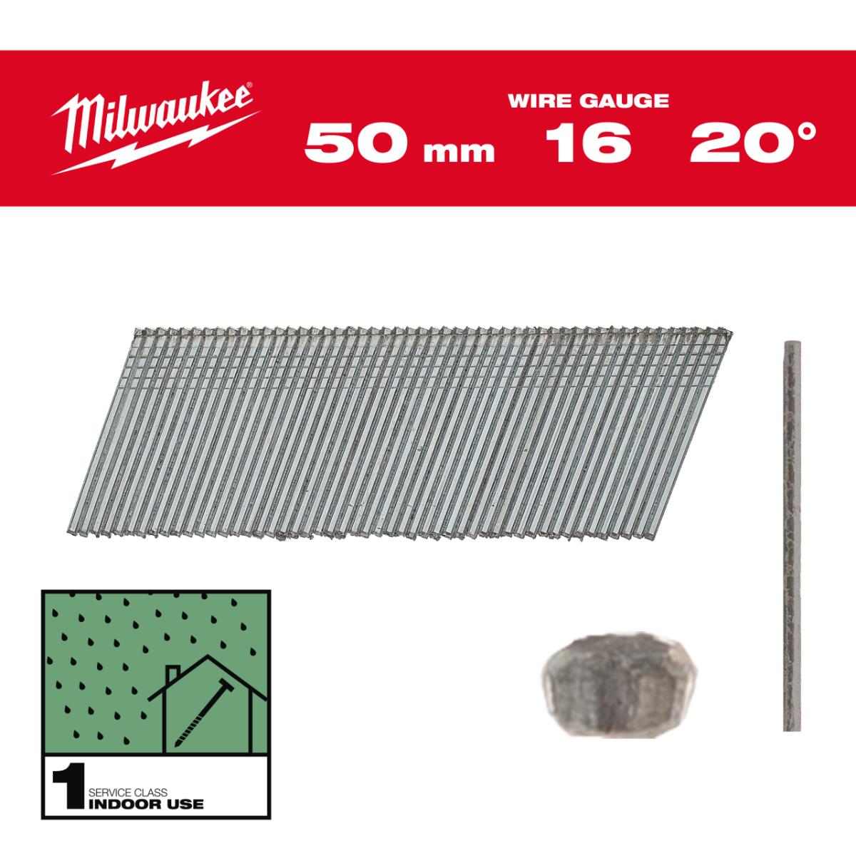 Milwaukee Stift-Nägel 16G 20° SC1, verzinkt
