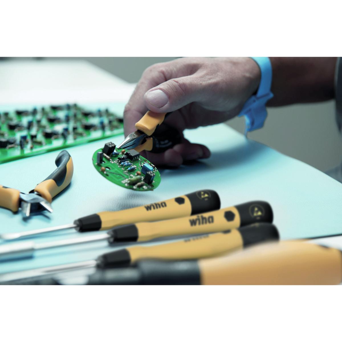 Wiha Zangen Set Professional ESD Seiten-, Schrägvornschneider, Flachrundzange 5-teilges Set mit Werkzeugmappe