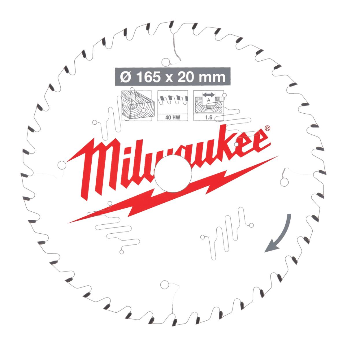 Milwaukee - Kreissägeblatt 165/20mm 40Z Holz - 4932471932