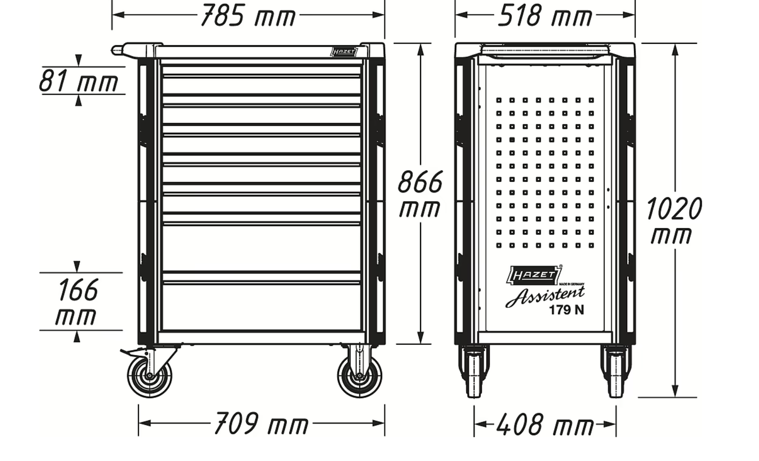 HAZET Werkstattwagen Assistent 179NX-8 mit 252 Werkzeugen