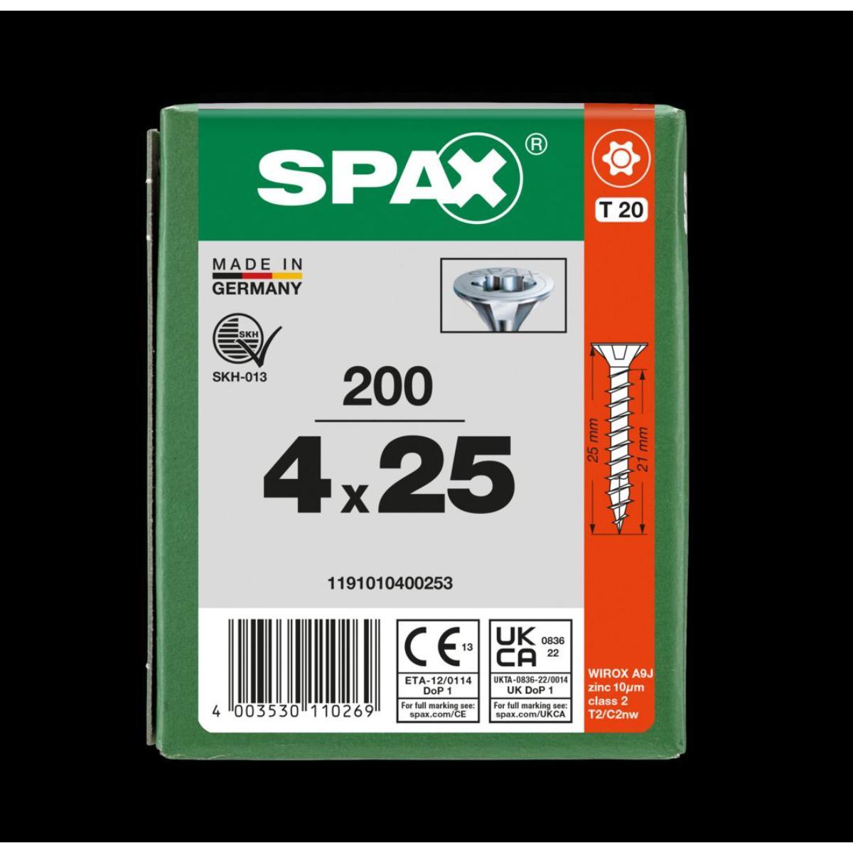 SPAX Senkmultikopf T-Star Plus T20 Vollgewinde WIROX, 200 Stück