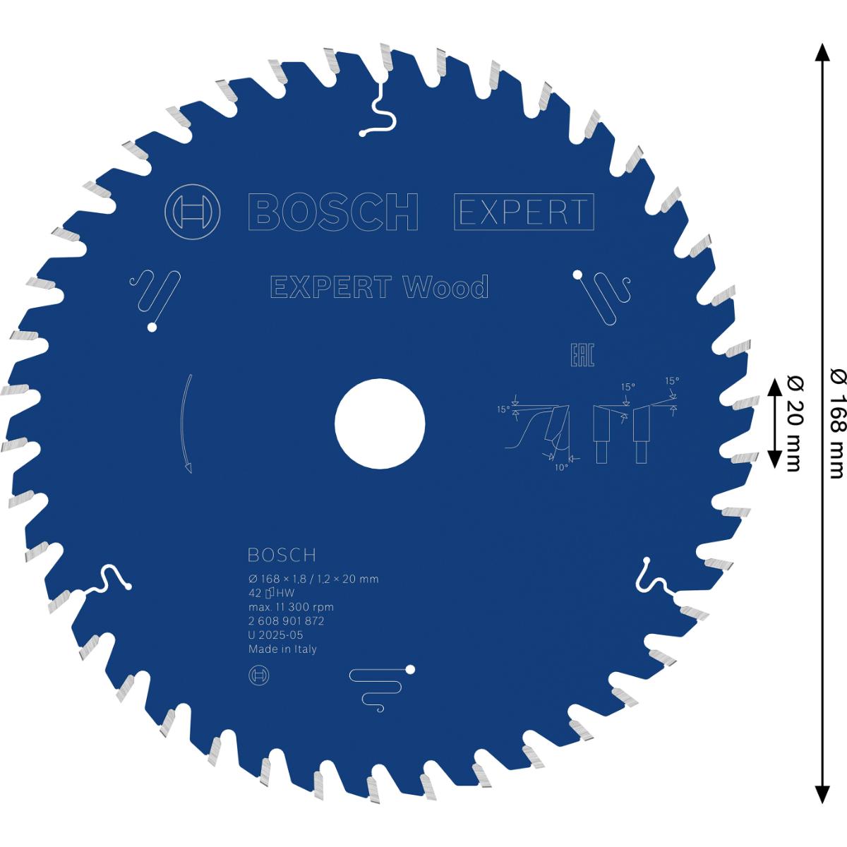 Bosch Kreissägeblatt Expert for Wood Ø 168mm