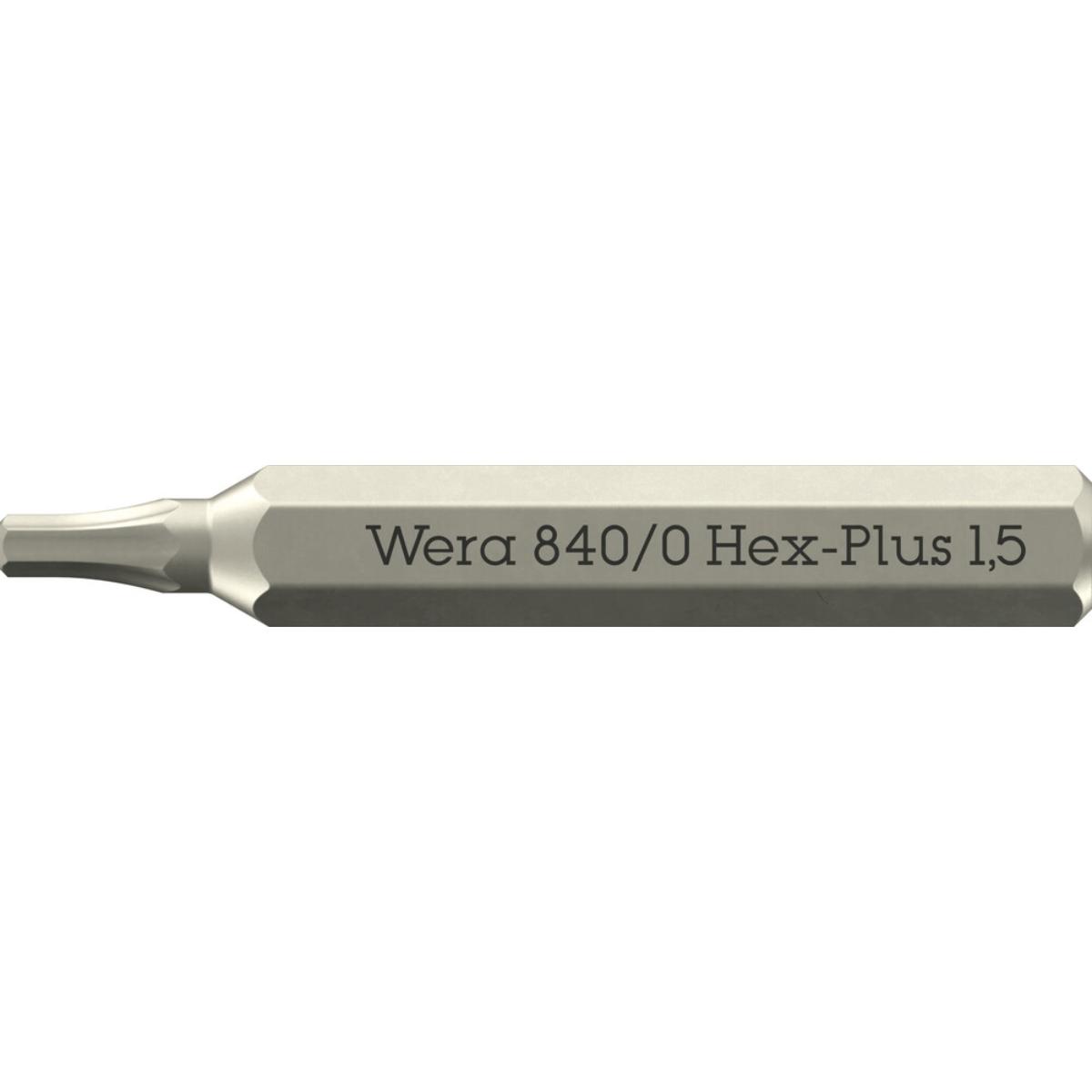 Wera 840/0 Micro Bits Hex-Plus für Innensechskantschrauben, 1,5 x 30 mm