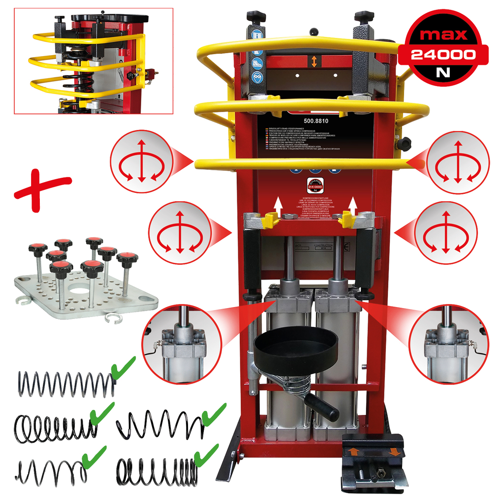 KS Tools Druckluft-Stand-Federspanner mit Doppel-Zylinder inkl. Adapterplatte