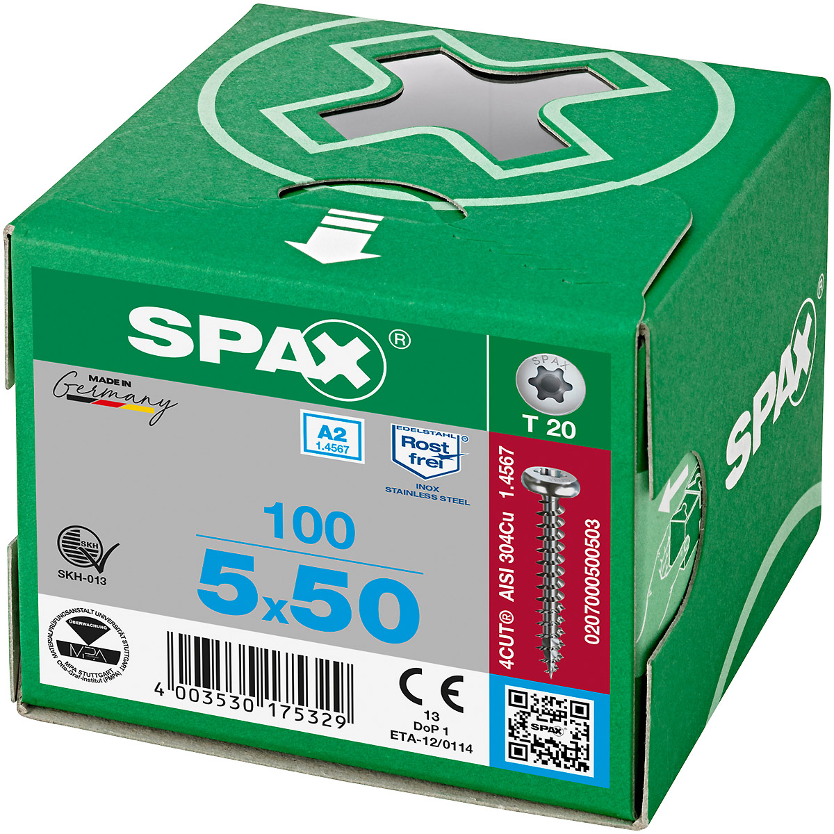 SPAX A2 Halbrundkopf T-Star Plus T20 Vollgewinde, 100 Stück
