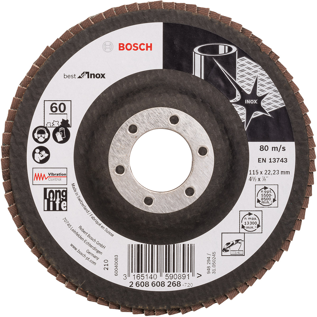 Bosch Fächerschleifscheibe X581 Best for Inox, gerade, Glasgewebe