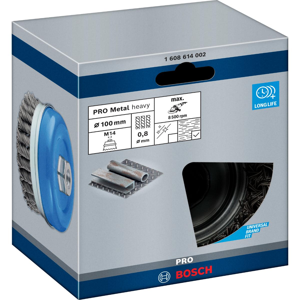Bosch PRO Topfbürste, Stahl, gezopfter Draht, M14