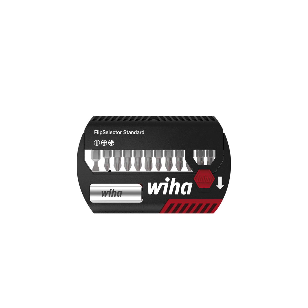 Wiha Bit Set FlipSelector Standard 25 mm Schlitz, Phillips, Pozidriv 13-teilges Set 1/4 zoll C6,3 - 10 Stück