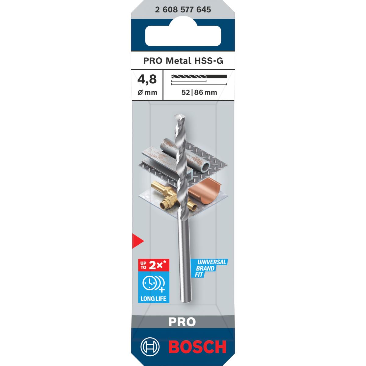 Bosch PRO Metal HSS-G Spiralbohrer, 4,8 x 52 x 86 mm
