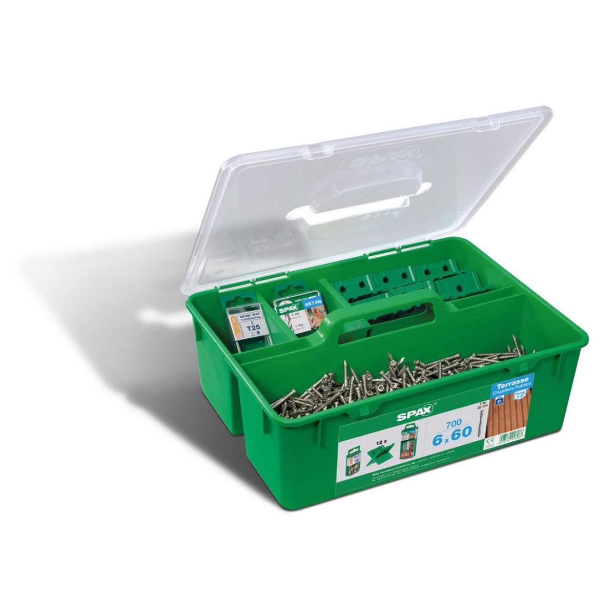 SPAX Green Box Terrasse A4 Zylinderkopf T-Star Plus T25 Fixiergewinde Cut, 700 Stück