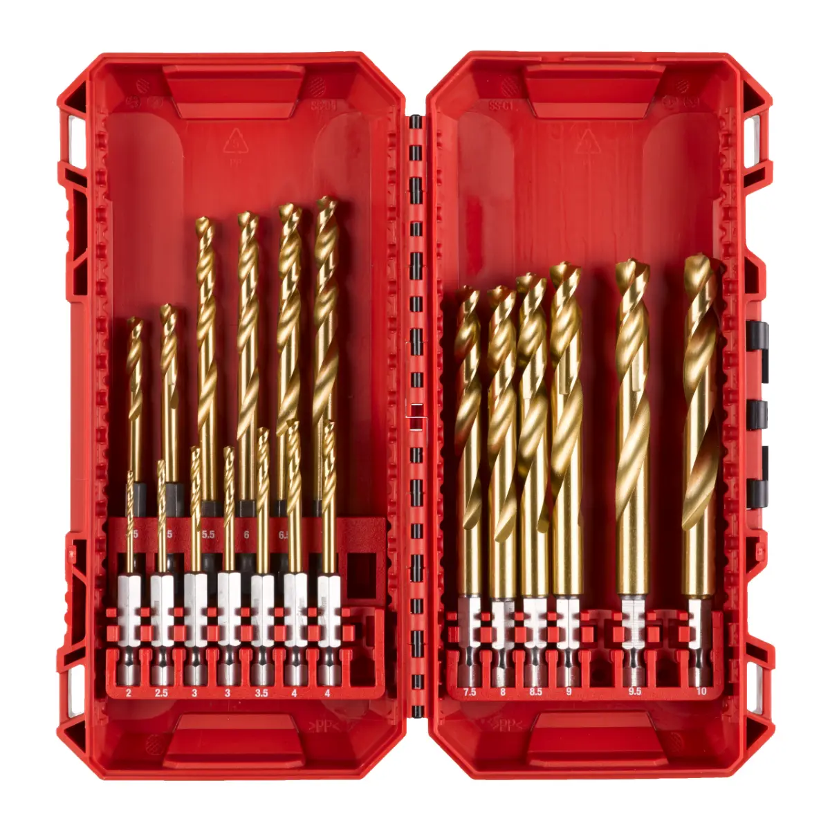 Milwaukee SHOCKWAVE Metallbohrer HSS-G RED HEX Titan 1/4 Zoll 19-teiliges Set in PACKOUT kompatibler Kassette