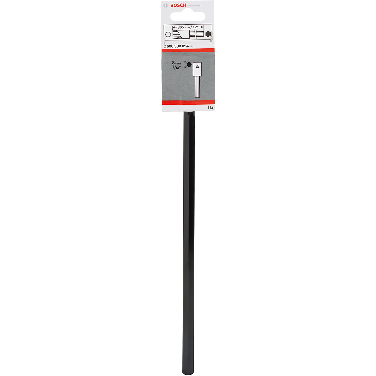 Bosch Verlängerung , 305 mm, mit Schlüsselweite 5/16 Zoll/8-mm-Sechskantaufnahmeschaft