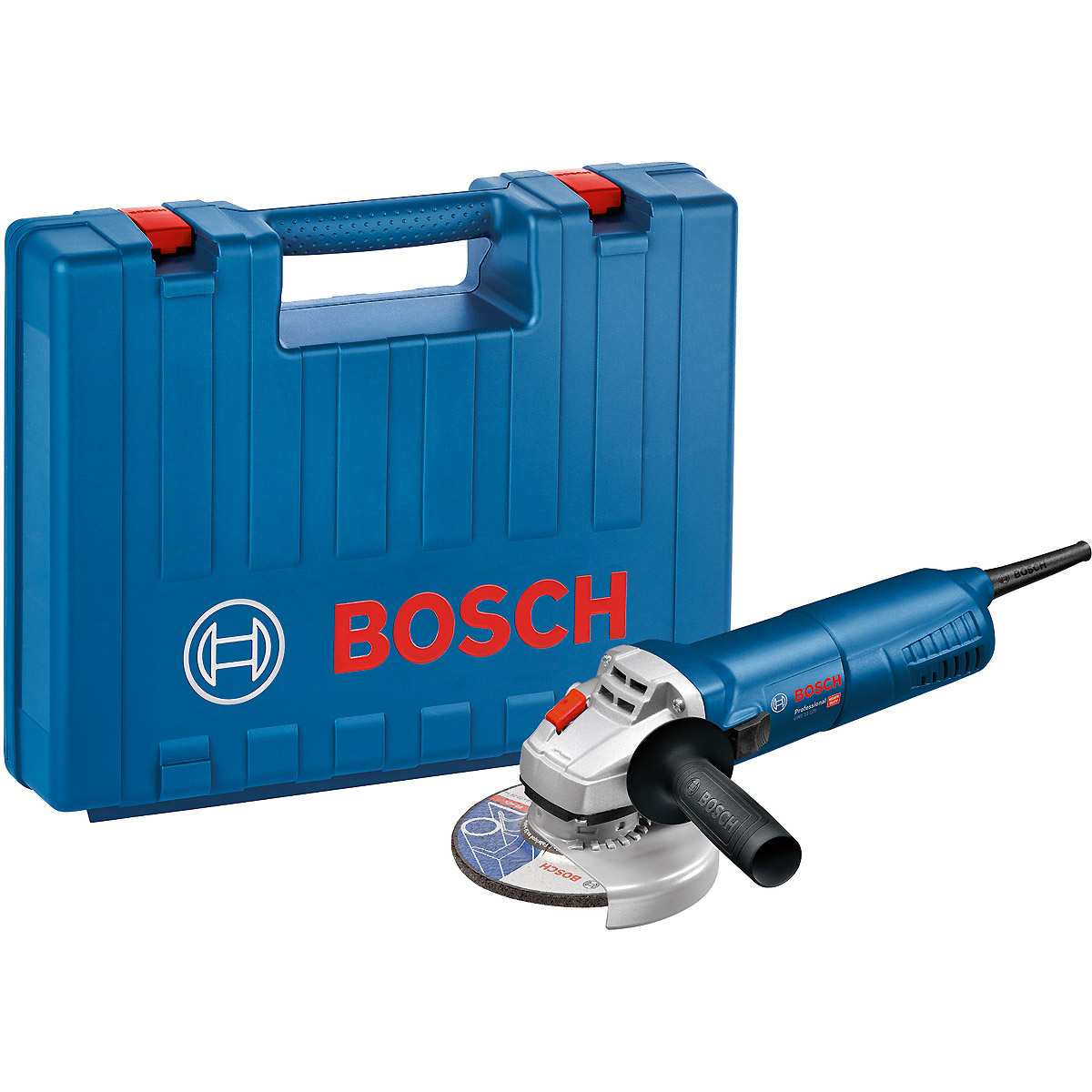 Bosch Winkelschleifer GWS 11-125, 240 V, Zusatzhandgriff + Handwerkerkoffer