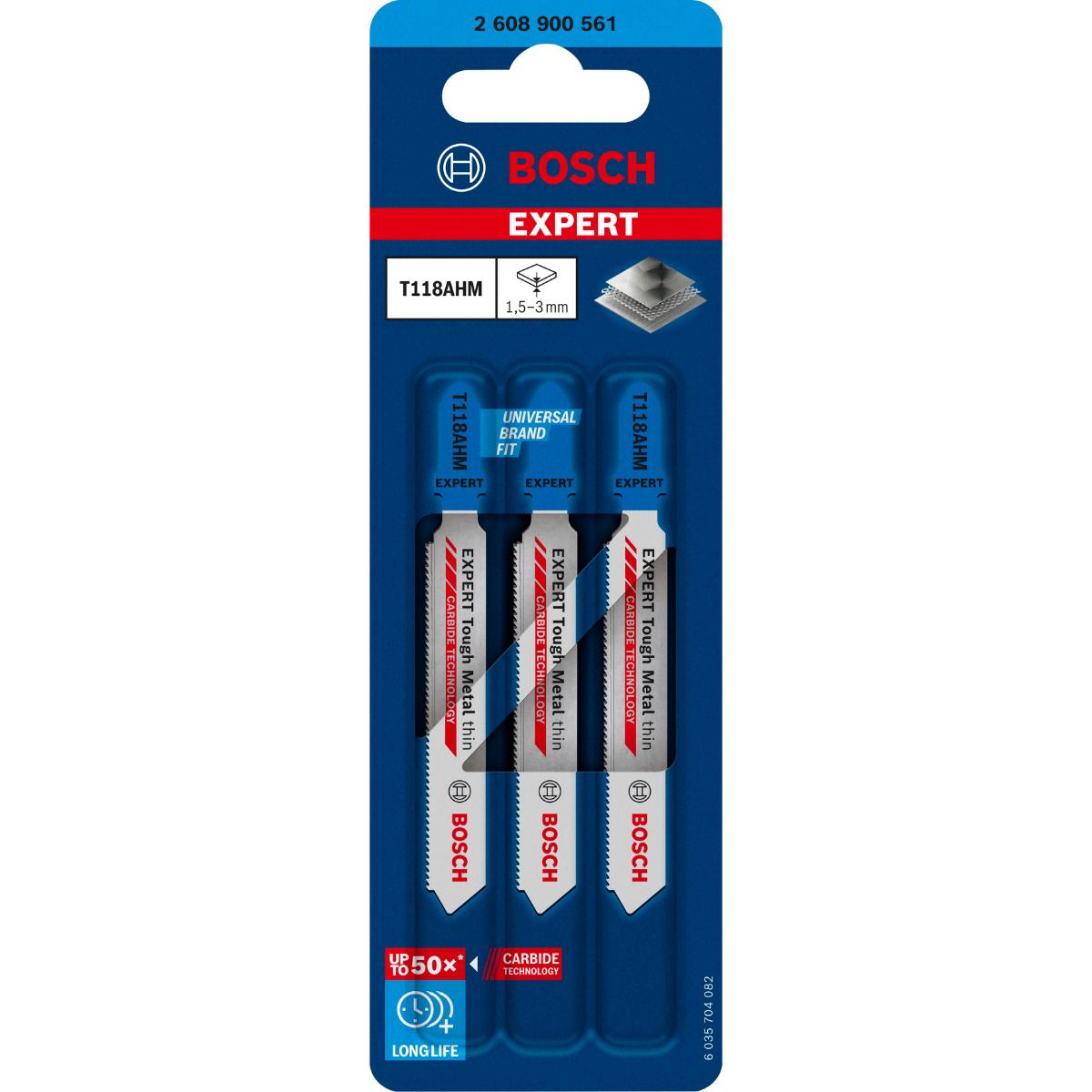 Bosch EXPERT ‘Stainless Steel’ T 118 AHM Stichsägeblatt, 3 Stück