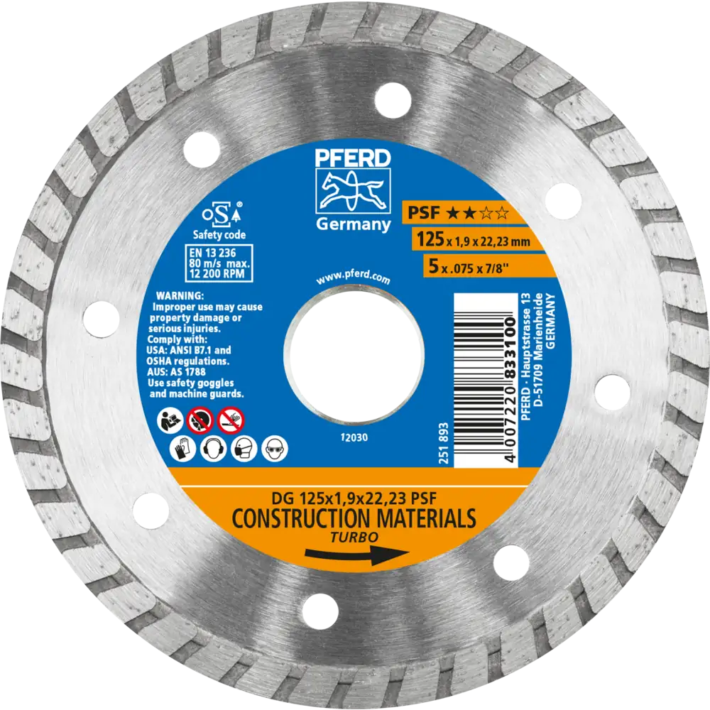 PFERD TOOLS Diamant-Trennscheibe DG PSF für Stein und Beton
