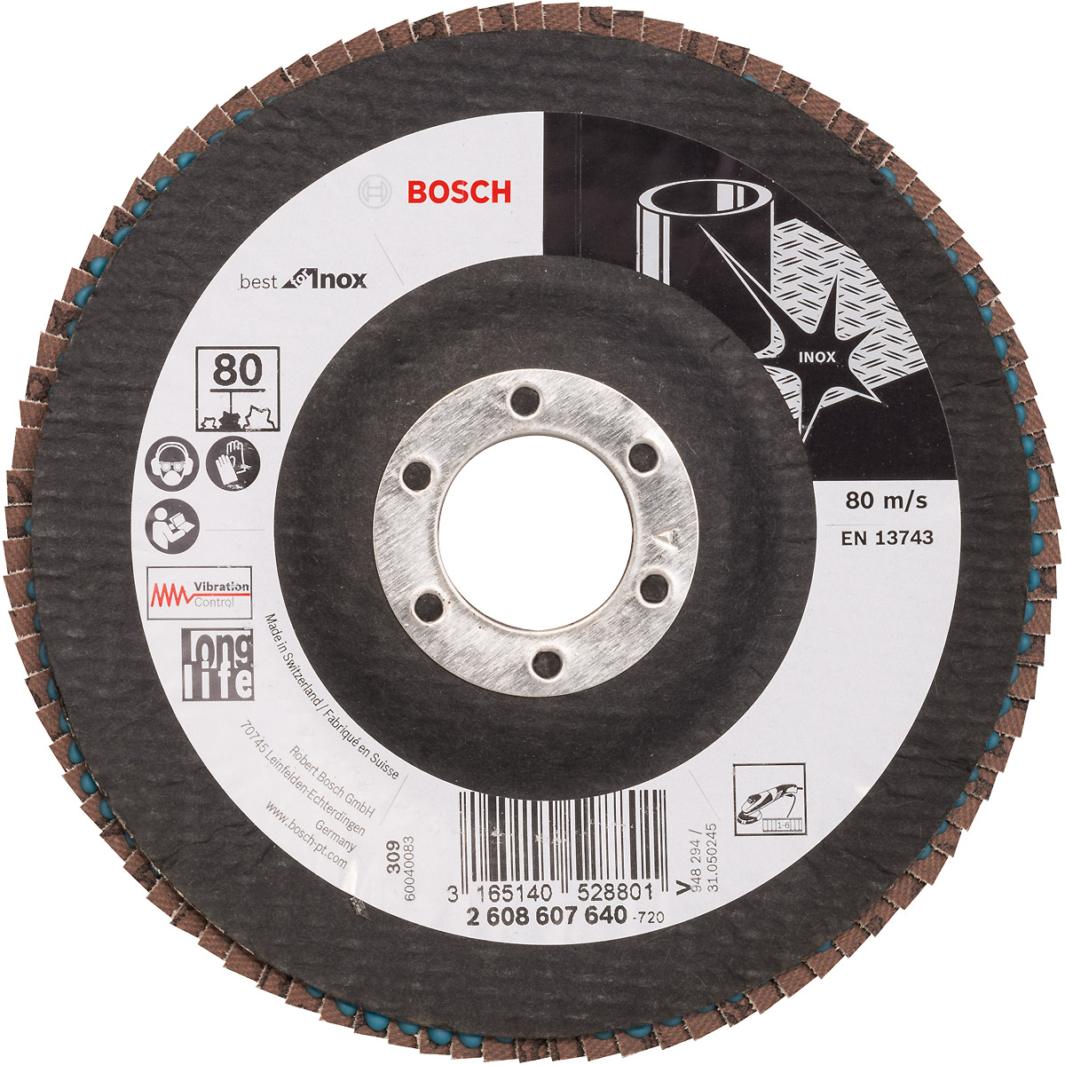 Bosch Fächerschleifscheibe X581 Best for Inox, gewinkelt, Glasgewebe