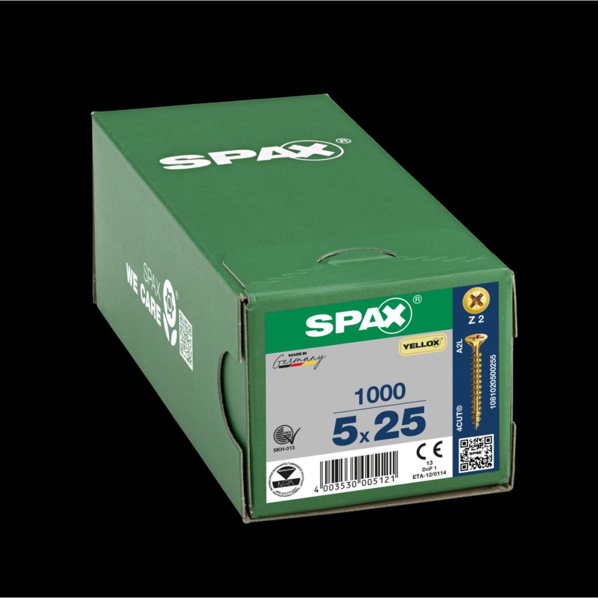 SPAX Senkmultikopf Kreuzschlitz Z2 Vollgewinde gelb verzinkt, 1000 Stück