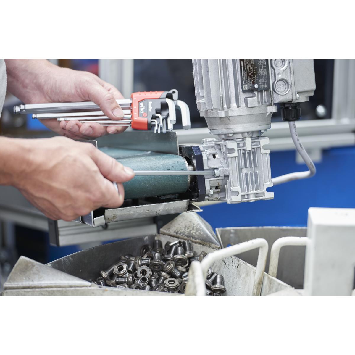 Wiha Stiftschlüssel Set im ErgoStar Halter Sechskant-Kugelkopf MagicRing 9-teilges Set mattverchromt in SB-Kartonverpackung