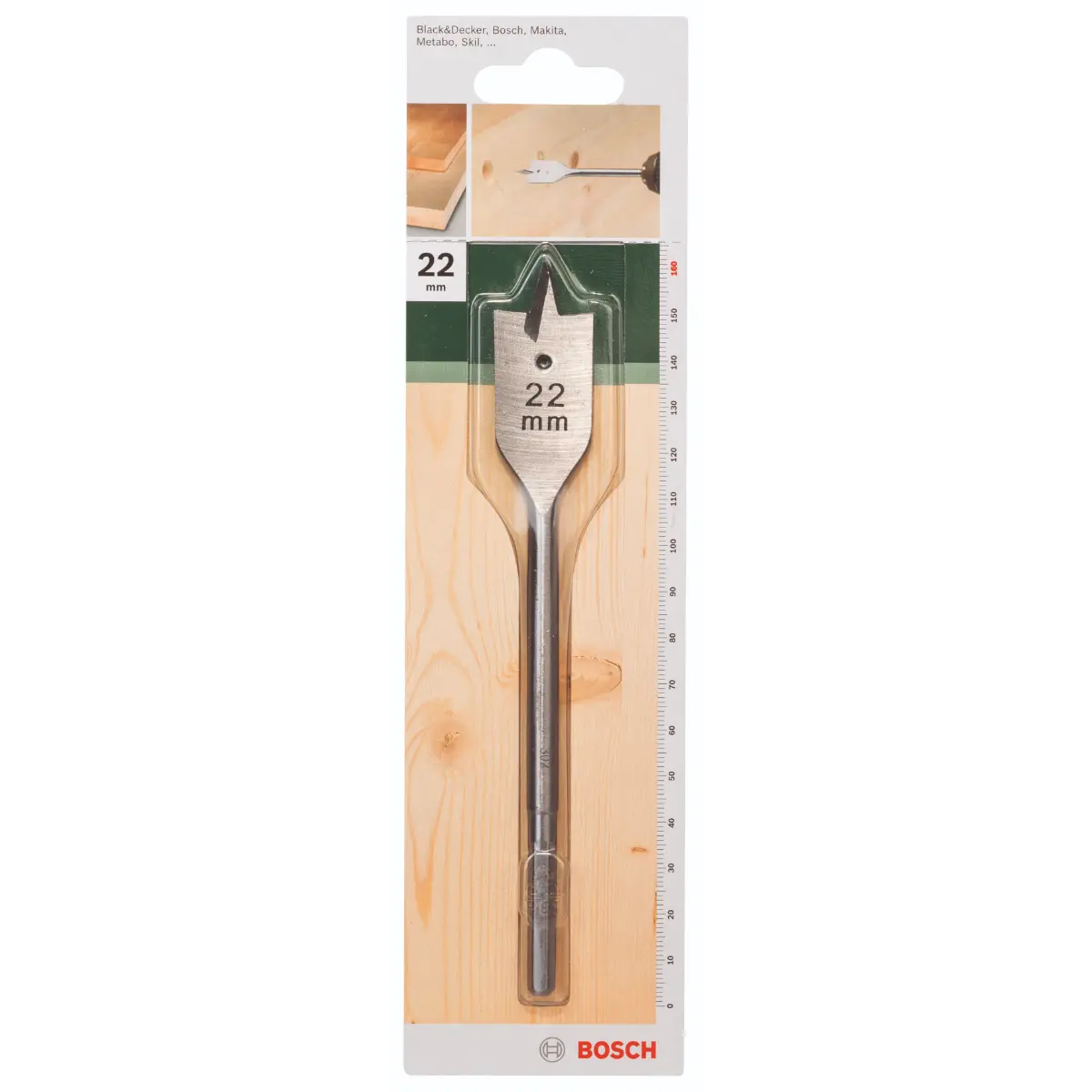 Bosch Flachfräsbohrer, Sechskant D= 22,0 mm, L= 160 mm