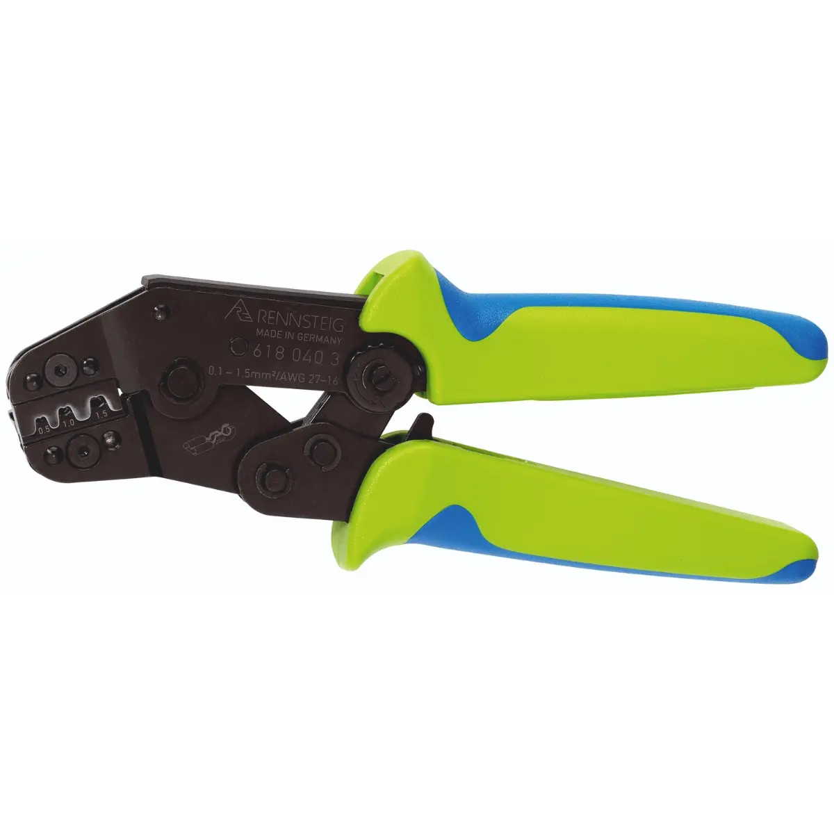 Rennsteig Crimpzange PEW 8 für unisolierte Flachsteckverbinder 0,25 - 1,5 mm², mit Kontaktaufnahme