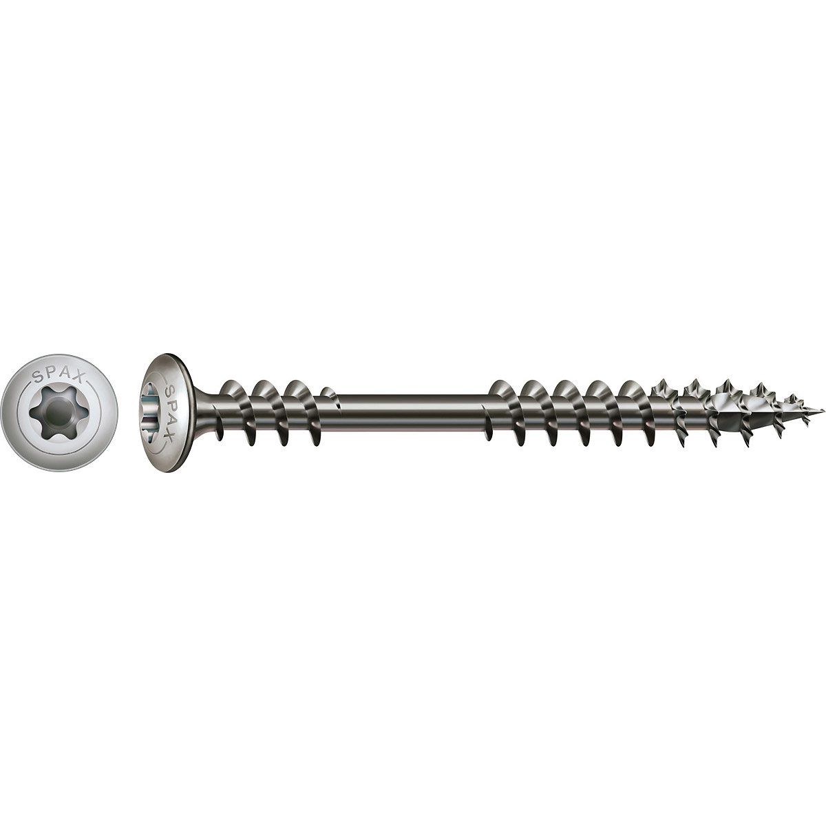 SPAX Terrassenschraube Bold Flachrundkopf T-Star Plus T20 Fixiergewinde 4Cutspitze A2 rostfrei, 100