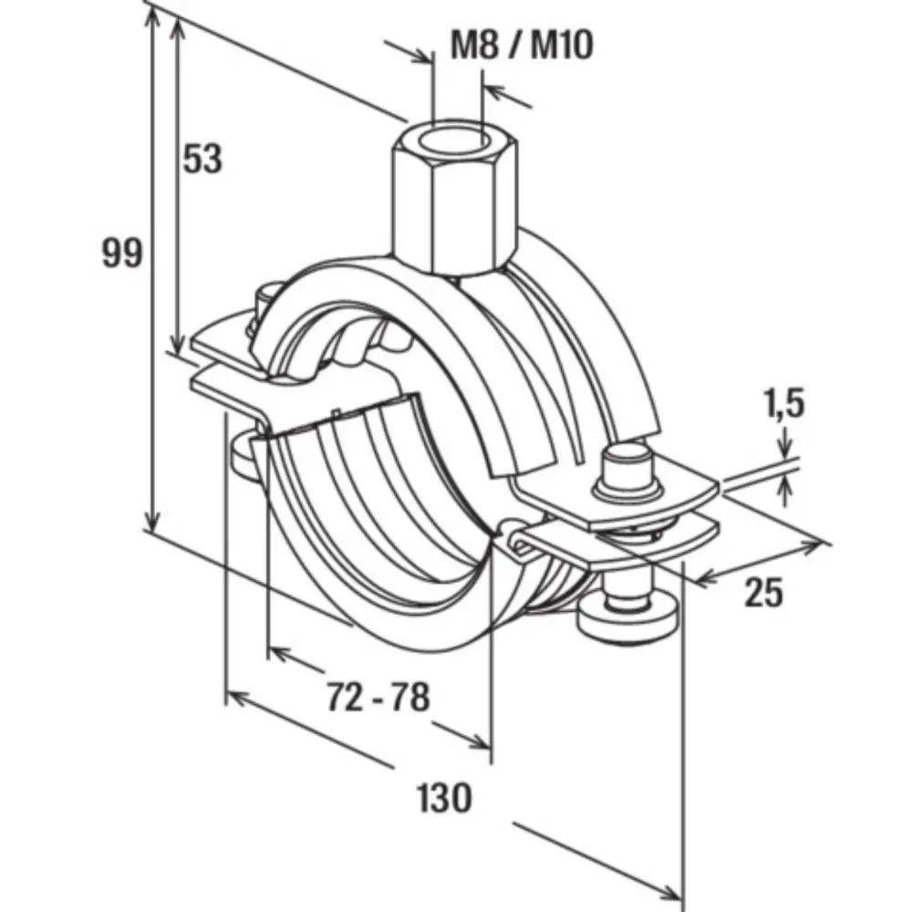 Fischer Rohrschelle FRS 2 1/2" M8/M10 A4