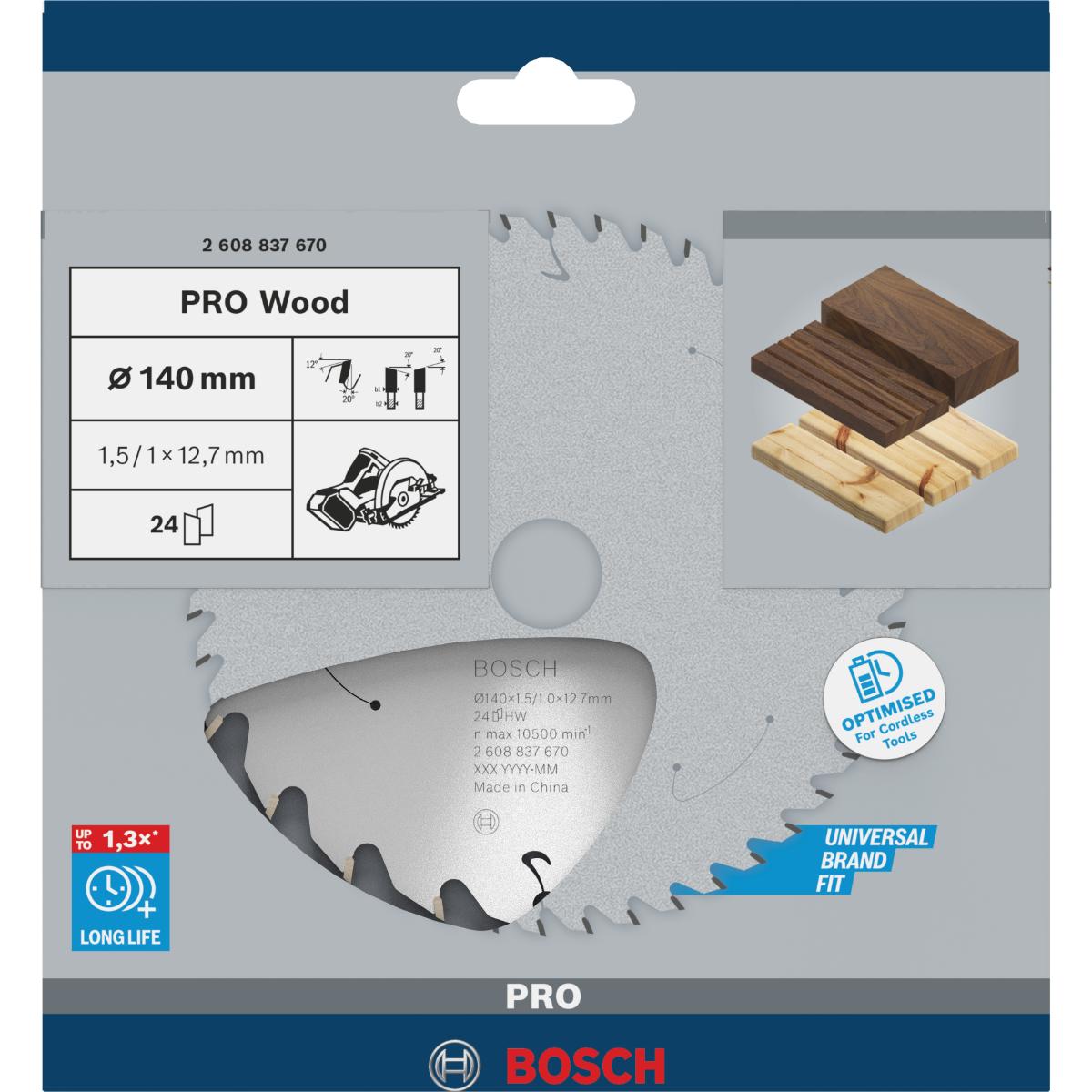 Bosch PRO Akku-Kreissägeblatt Standard for Wood H 160x20 T12, ø außen 140mm