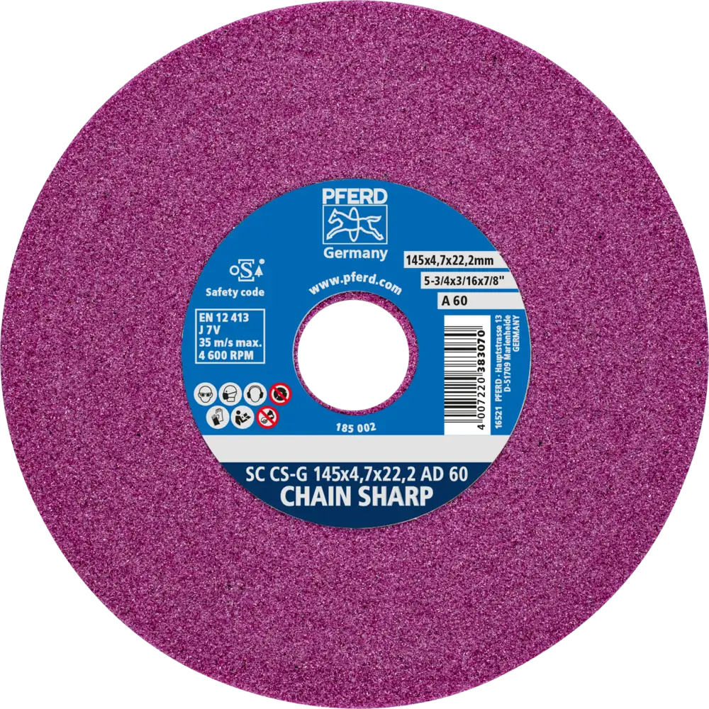 PFERD TOOLS CHAIN SHARP Schleifscheibe CS-G Bohrung 22,2 mm A60 zum Schärfen von Sägeketten