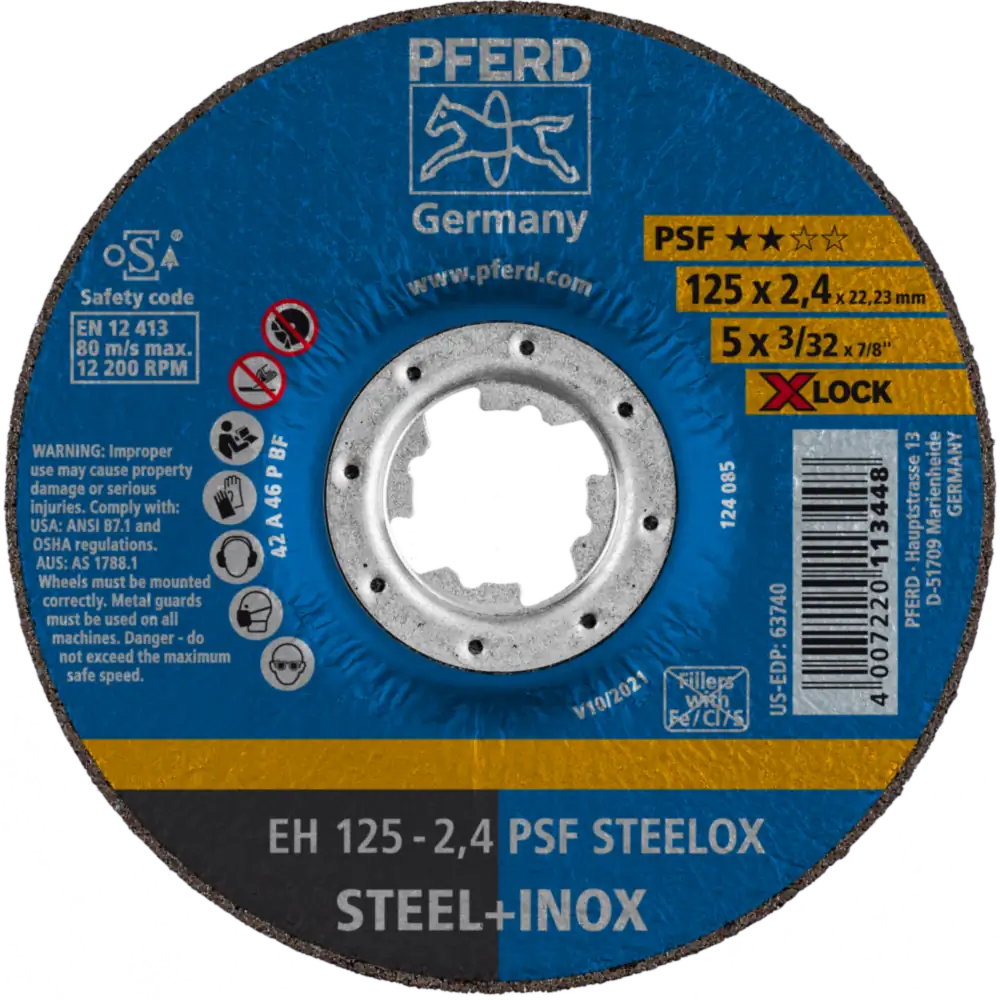 PFERD TOOLS Trennscheibe EH X-LOCK gekröpft Universallinie PSF STEELOX für Stahl/Edelstahl