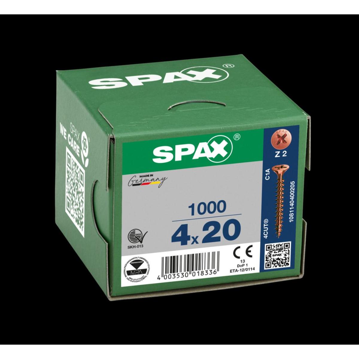 SPAX SENKMULTIKOPF KREUZSCHLITZ Z2 VOLLGEWINDE BRUENIERT 1000 Stück