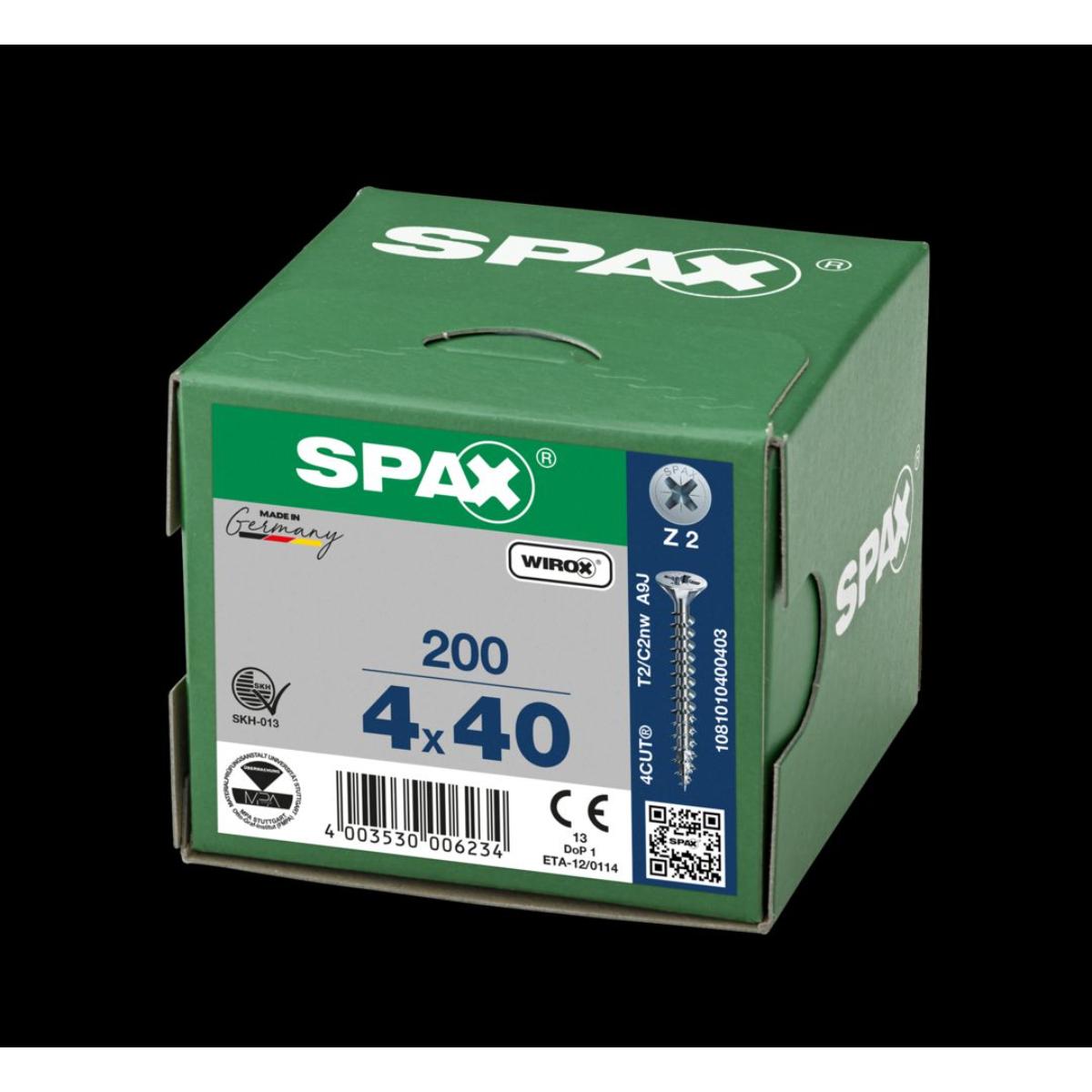 SPAX Senkmultikopf Kreuzschlitz Z2 Vollgewinde WIROX, 200 Stück