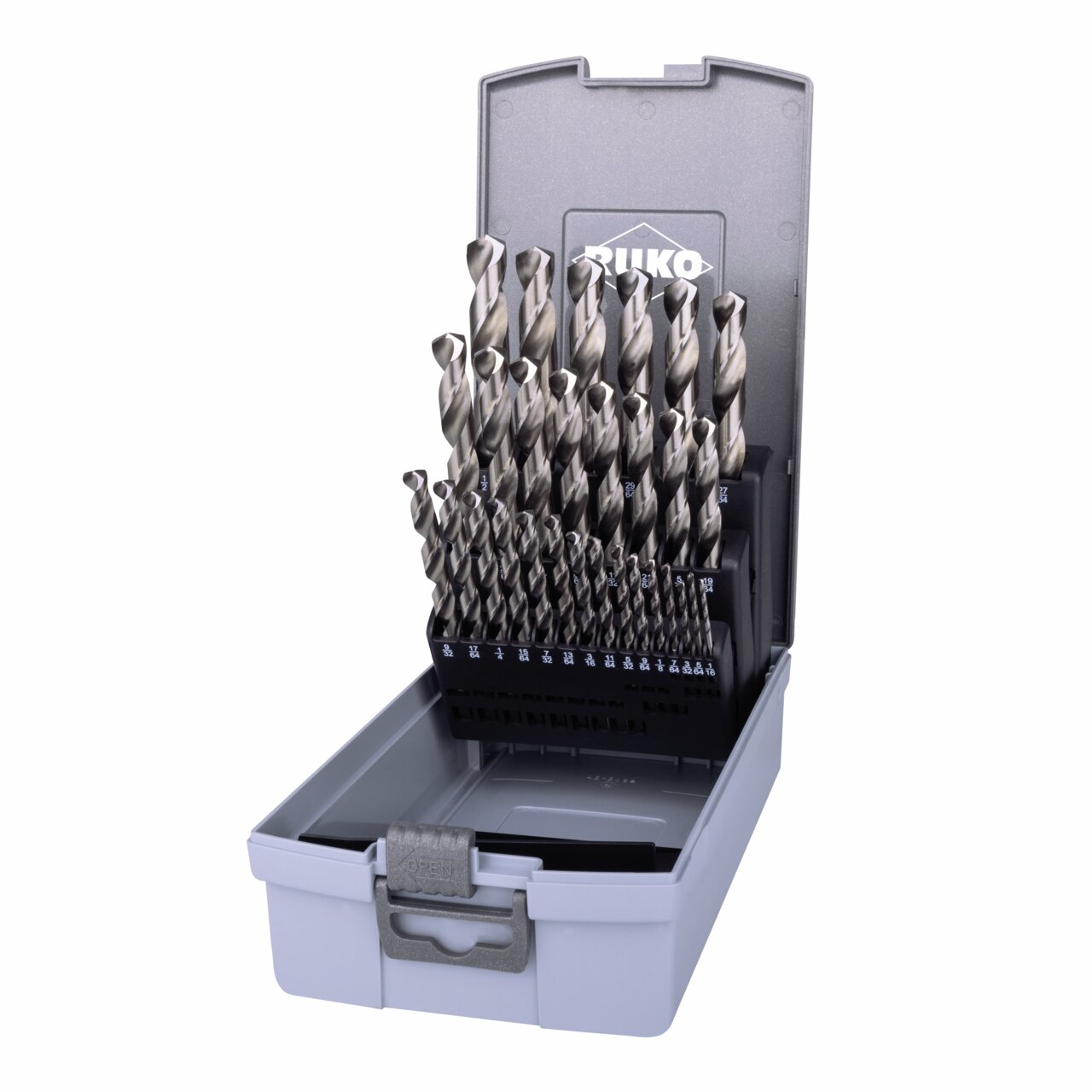 RUKO Spiralbohrer-Satz DIN 338 Typ N HSS in Zollabmessungen - 29-tlg.