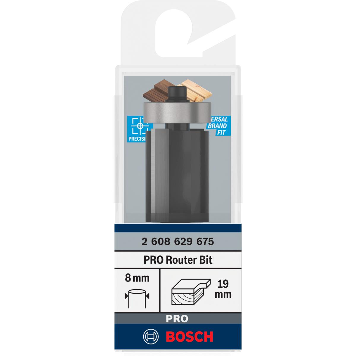 Bosch PRO Bündigfräser mit untenliegendem Führungskugellager Schaft 8 mm