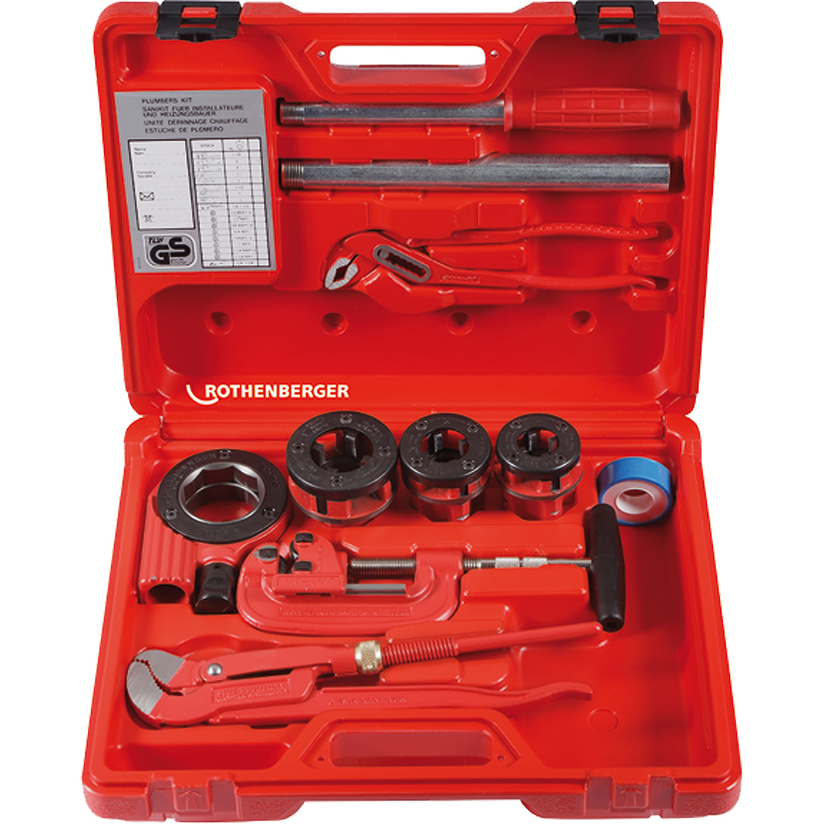 Rothenberger SANIKIT mit Eckrohrzange SUPER S 1 Zoll, 10 teiliges Set
