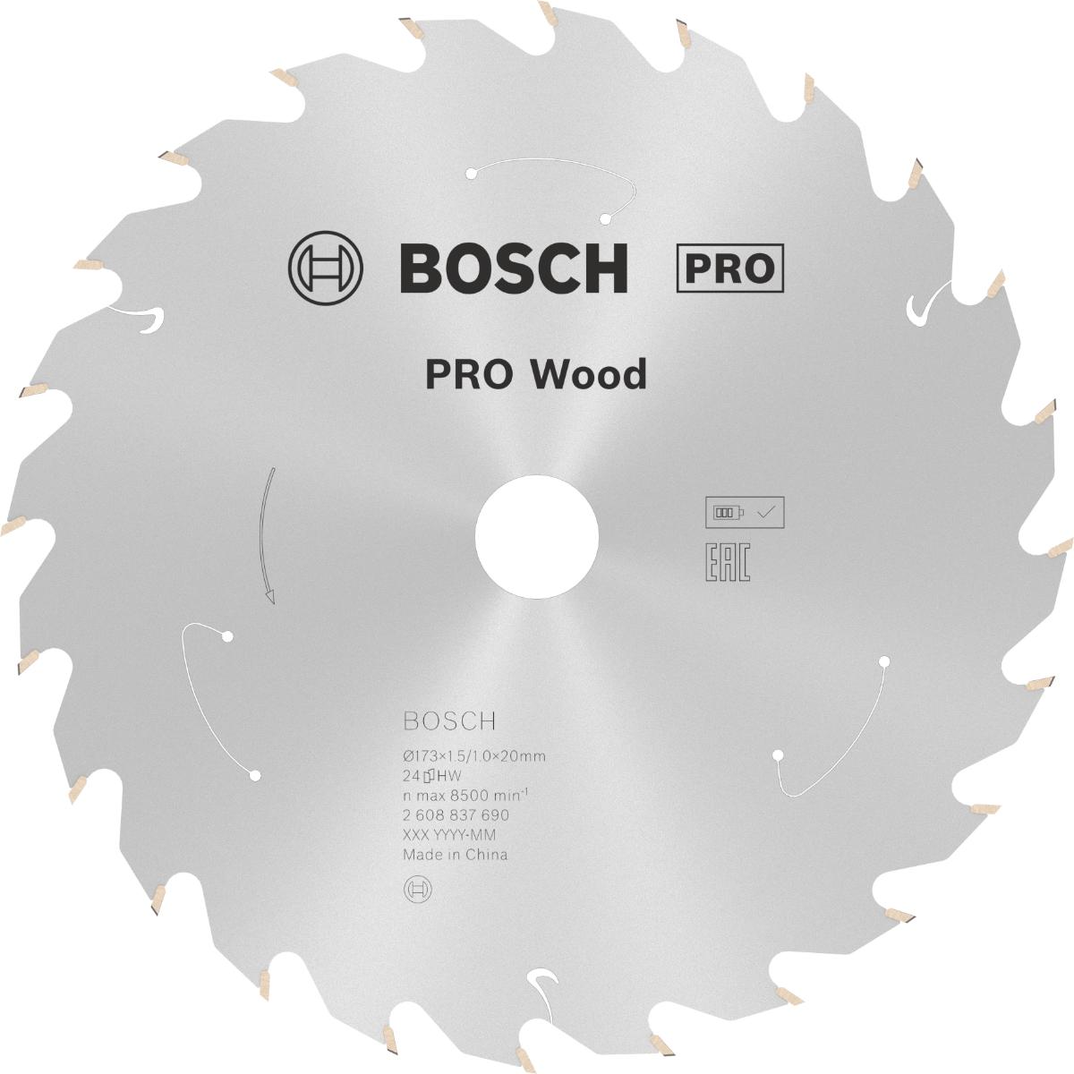 Bosch PRO Akku-Kreissägeblatt Standard for Wood, 173 x 1,5/1,0 x 20, 24 Zähne