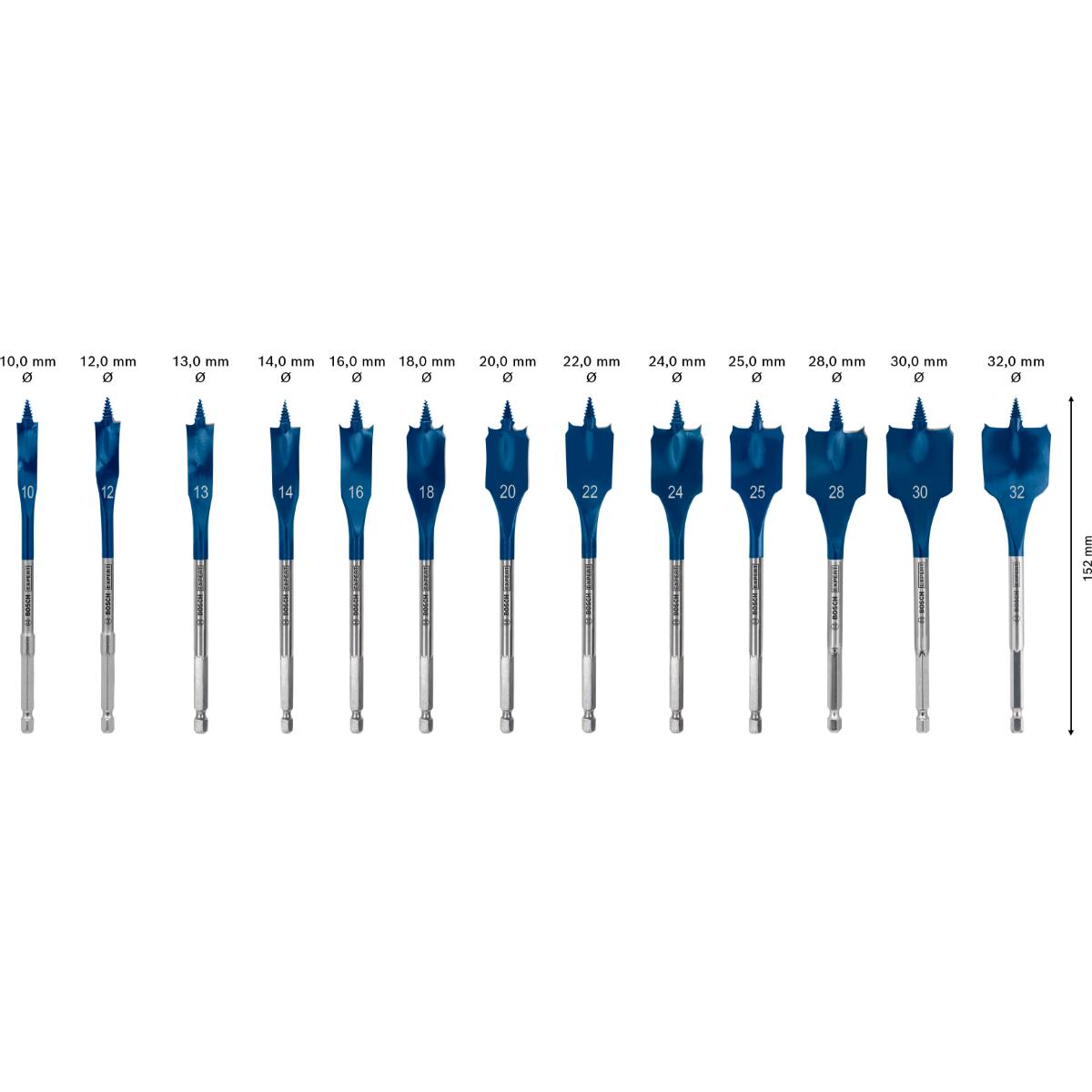 Bosch EXPERT Self Cut Speed Flachfräsbohrer-Set, 10-32 mm, 13-teiliges Set