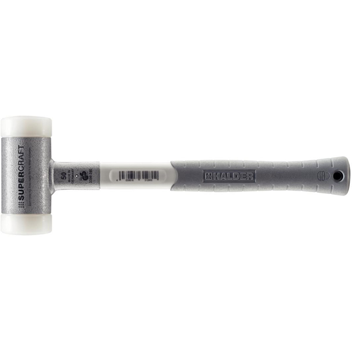 Marteau anti-rebond SUPERCRAFT HALDER à 3 composants, manche blanc en nylon