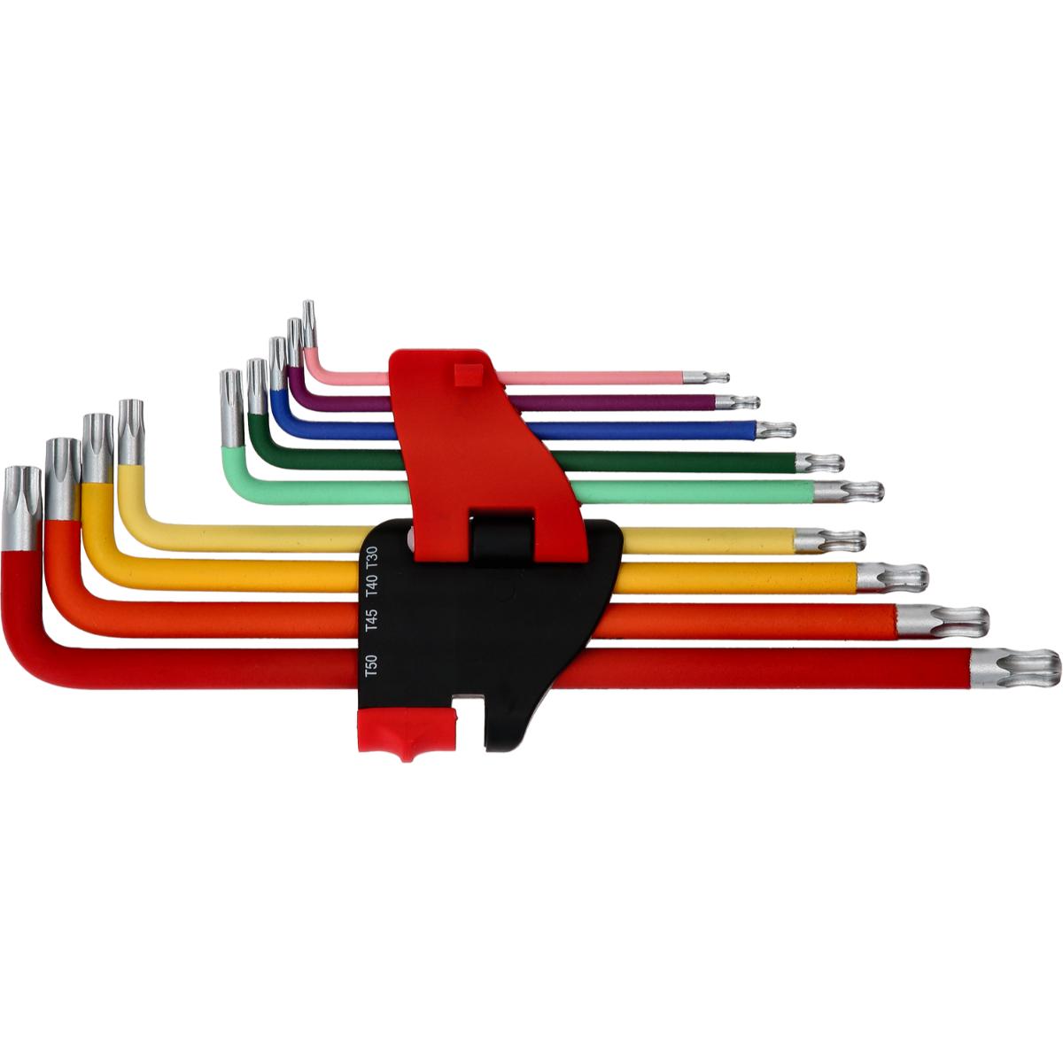 KS Tools Kugelkopf-Torx-Winkelstiftschlüssel-Satz, extra lang, 9-tlg