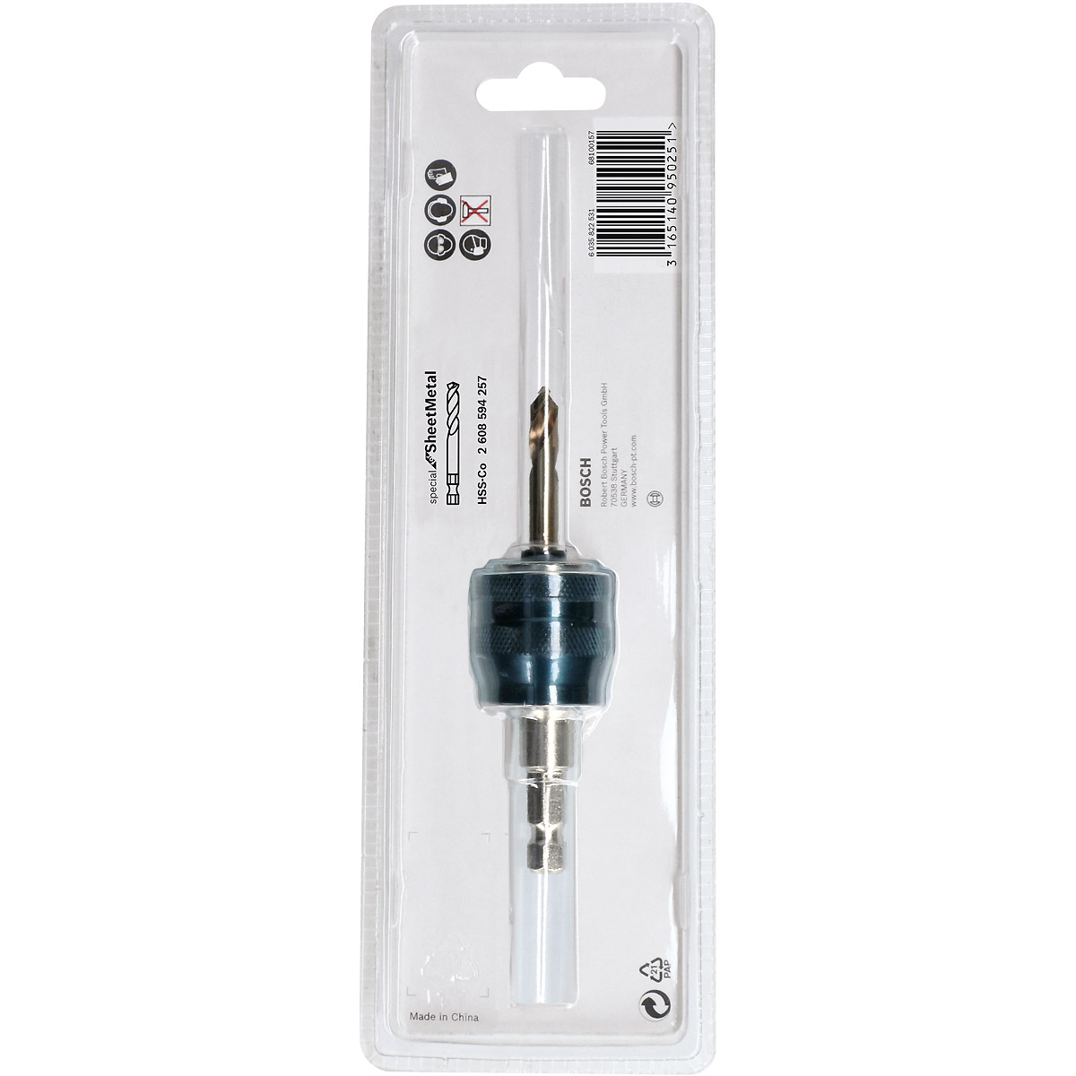 Bosch PC Plus-Dorn 3/8 Zoll, 8,7 mm, Zentrierbohrer HSS-G 7,15 x 65 mm