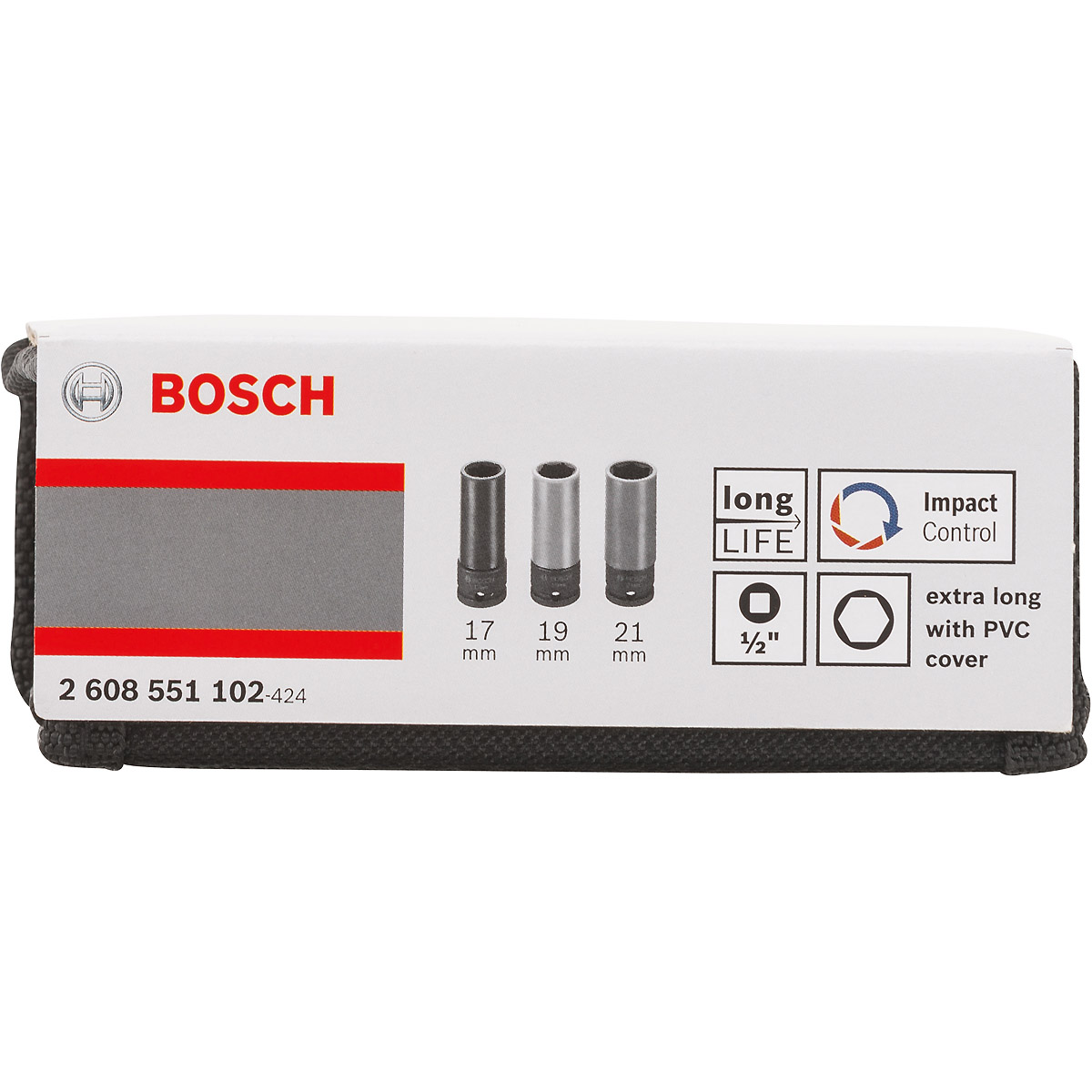 Bosch Steckschlüsseleinsätze-Set, 3-teilig, L 85 mm, SW 17 - SW 21