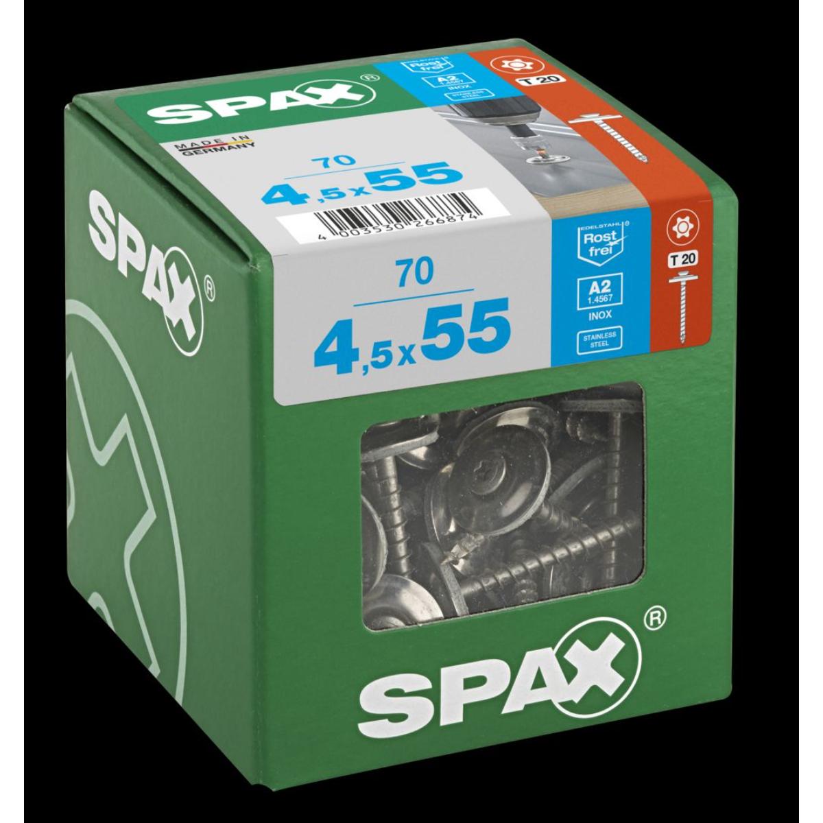 SPAX Spenglerschraube A2 T-Star Plus T20 4Cut 4,5 x 55 mm XL, 70 Stück