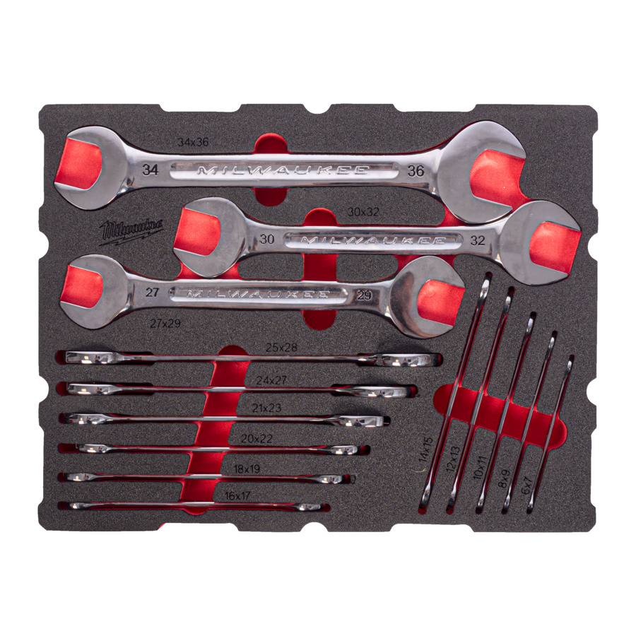 Milwaukee MAX BITE Ringmaulschlüssel Set 62-teiliges Set im PACKOUT Koffer mit Schubladen