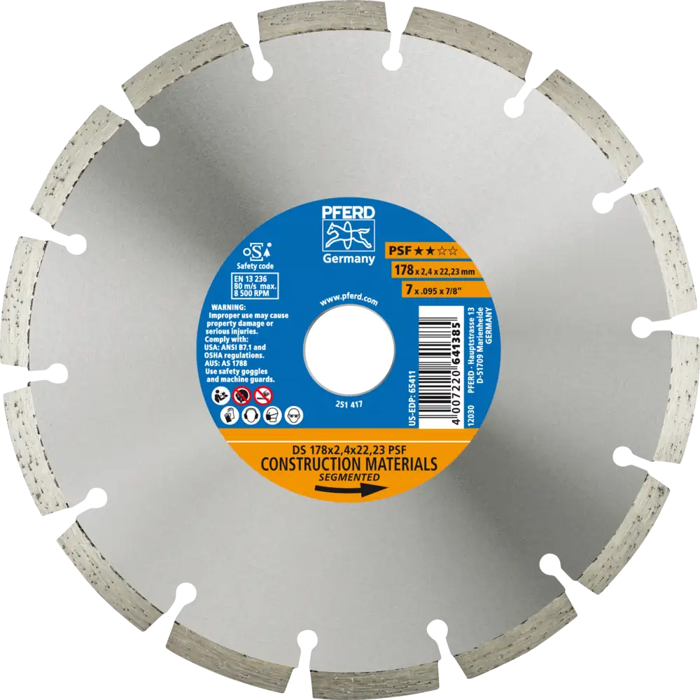 PFERD TOOLS Diamant-Trennscheibe DS PSF für schnelles Trennen von Stein und Beton