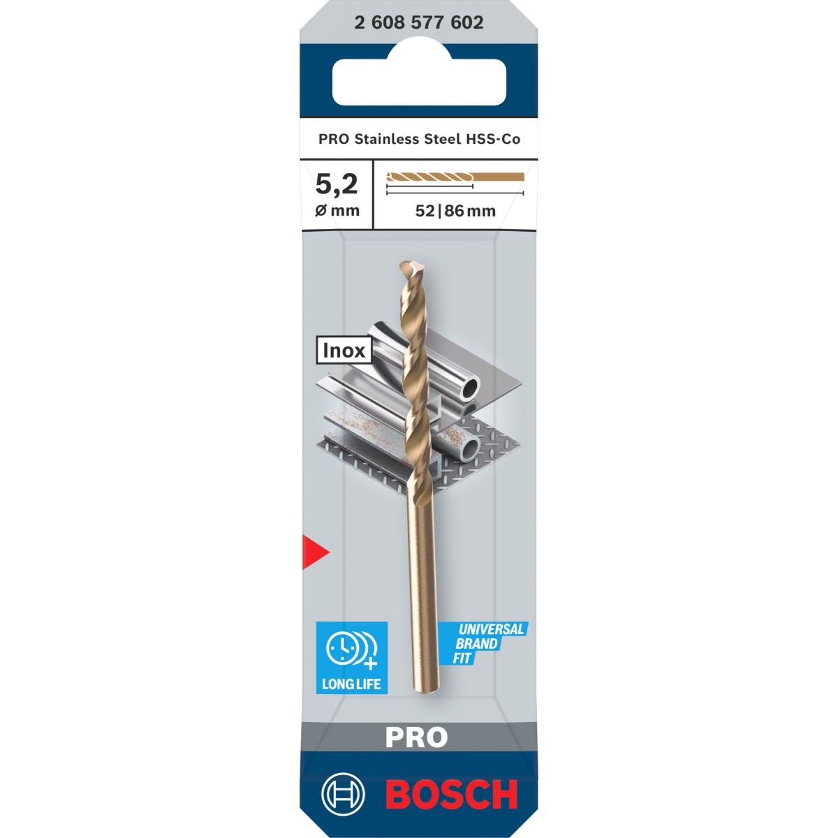 Bosch PRO Stainless Steel HSS-Co Spiralbohrer, 5,2 x 52 x 86 mm