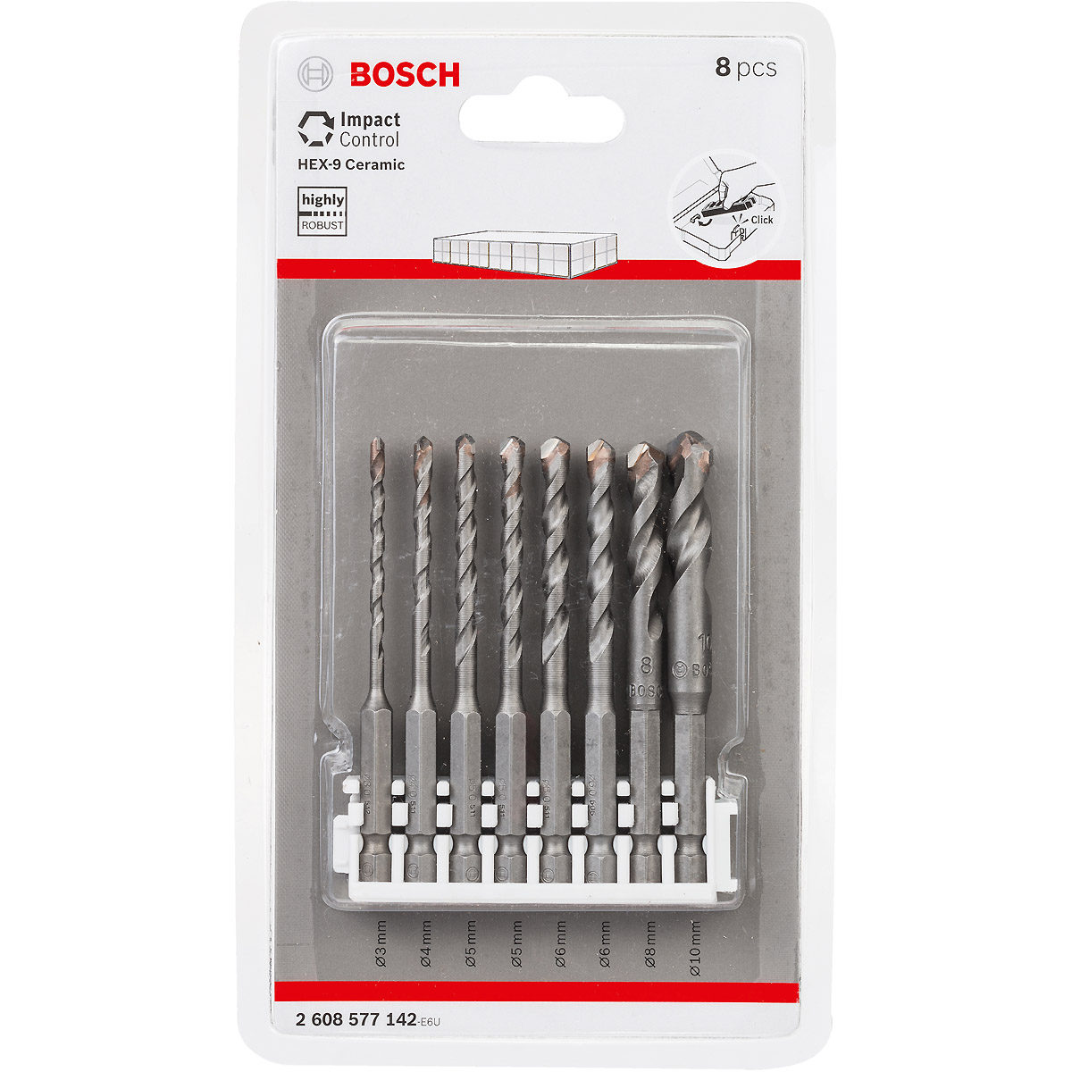 Bosch 8-teiliges Hex-9 Ceramic Set, 3–10 mm. Für Bohrmaschinen/Schrauber