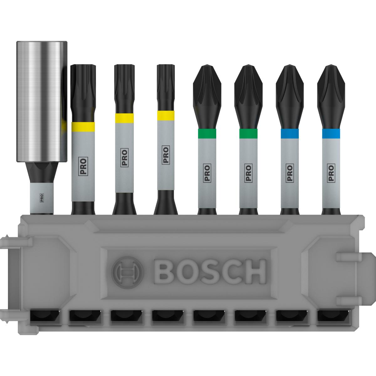 Bosch PRO Schrauberbit-Set Impact Control, 8-teilig, 2 x PH2, 2x PZ2, T20, T25, T30, 50 mm