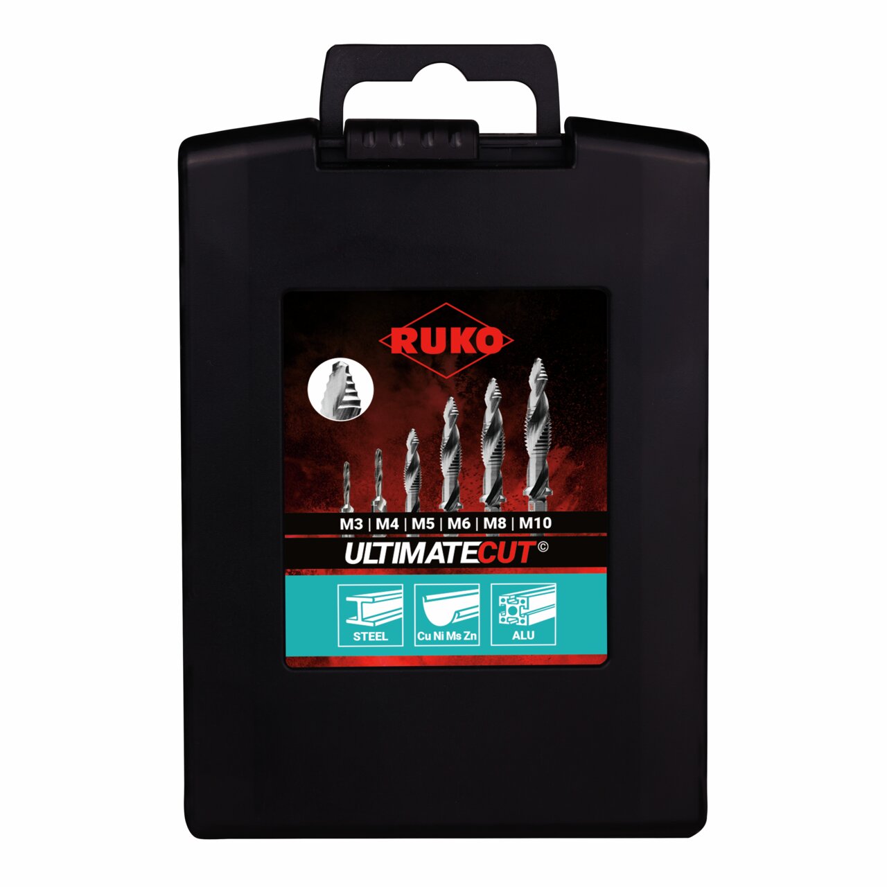 RUKO ULTIMATECUT Kombi-Maschinengewindebohrer mit FLOWSTEP® Spitze, HSS, Bit-Schaft - 7-tlg.