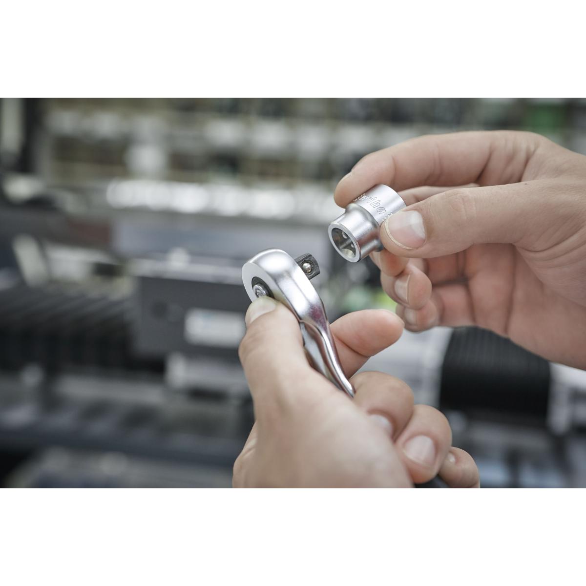 Wiha Umschaltknarre 3/8 zoll mit Druckknopf und Kugelsicherung