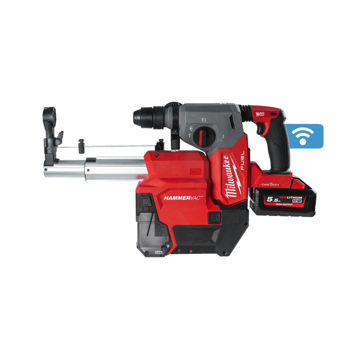 Milwaukee ONE KEY Akku-Kombihammer + Staubabsaugung M18ONEFHXDEL-552C