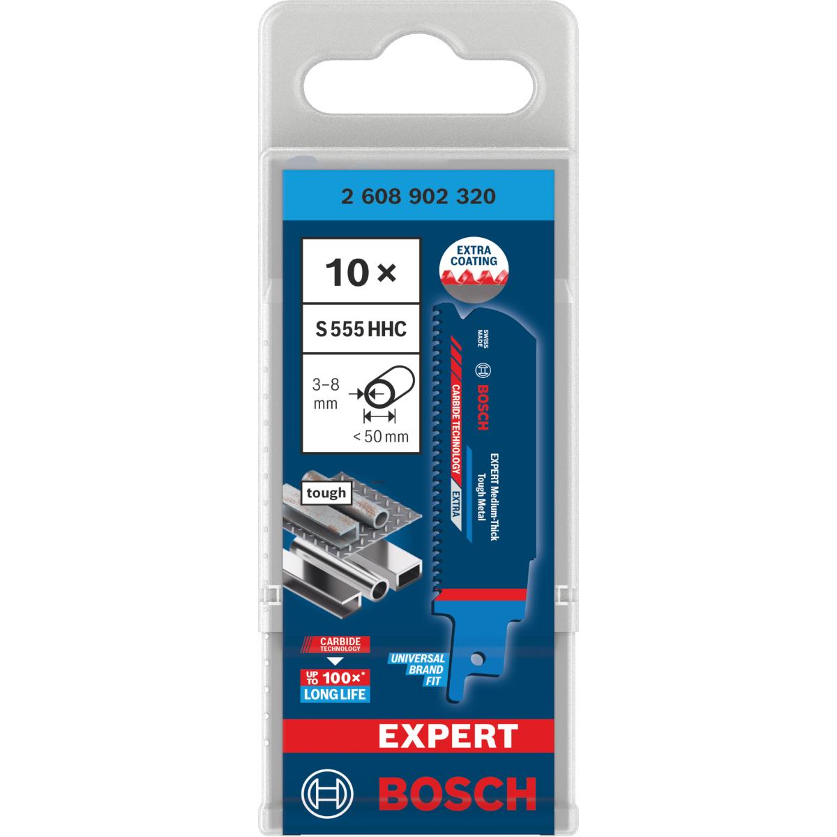 Bosch EXPERT Medium-Thick Tough Metal S555HHC Säbelsägeblatt, 10-Stück